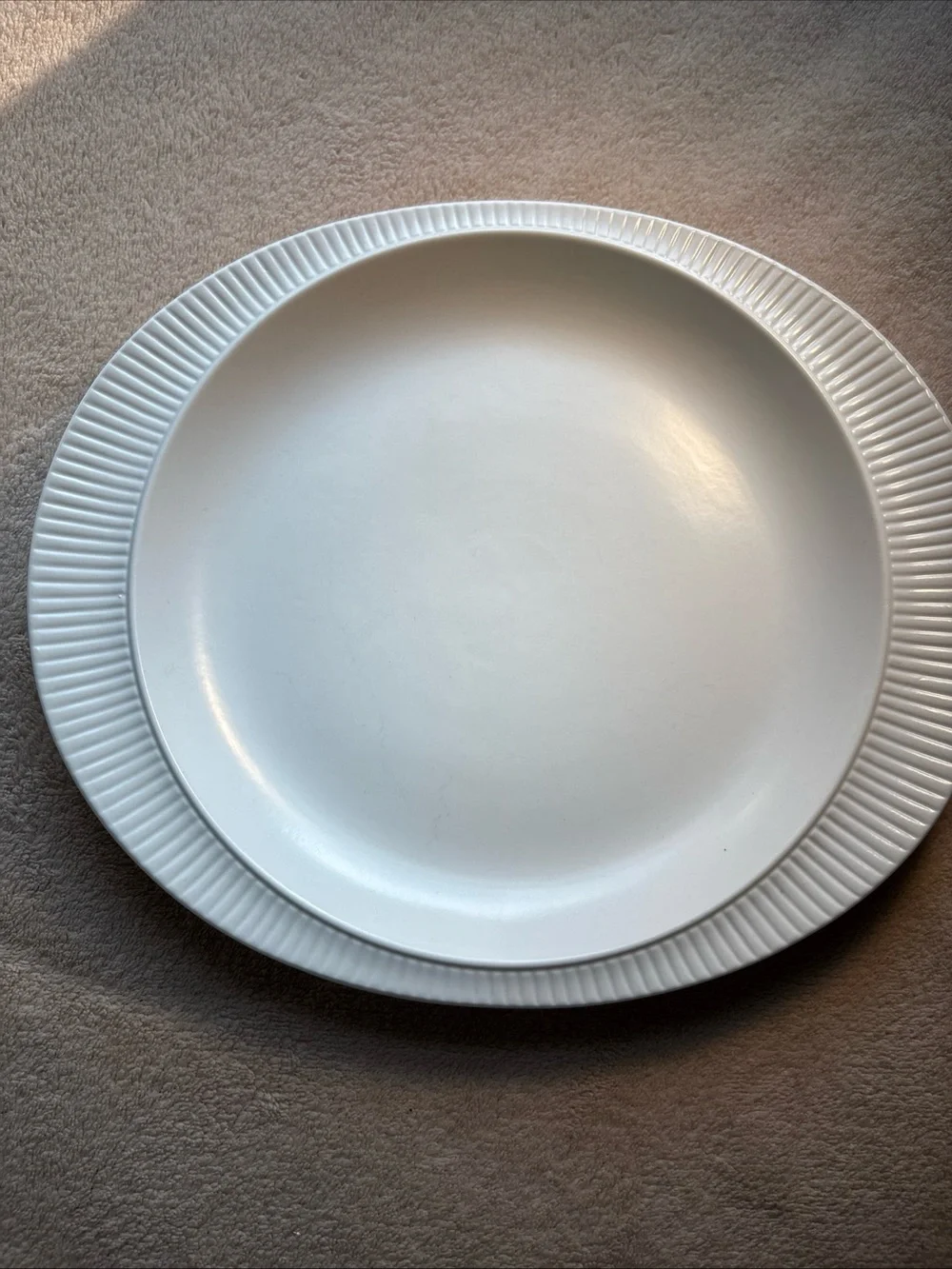 White Textured Ceramic Dinner Plate - Classic Home Dining